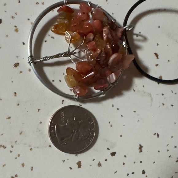 Autumn Tones Wire Wrapped Tree Pendant Necklace - Picture 2 of 2